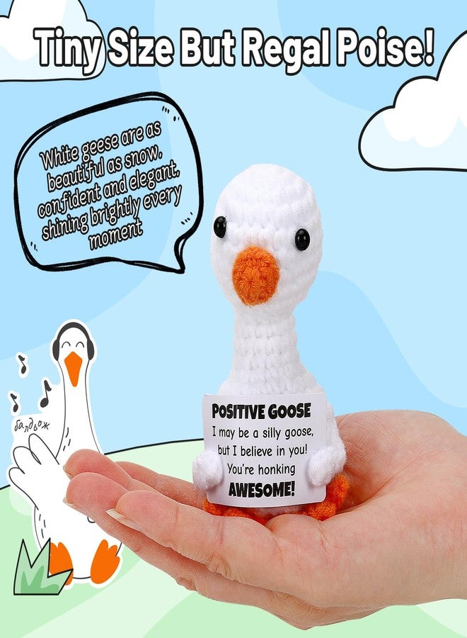 JULEASEL Mini Goose Positive Crochet Animal Emotional Support Crochet Desk Goose with Positive Card for Coworkers Best Friend Encouragement Funny Gifts for Women Men Xmas Party Decor (Goose) - Image 3